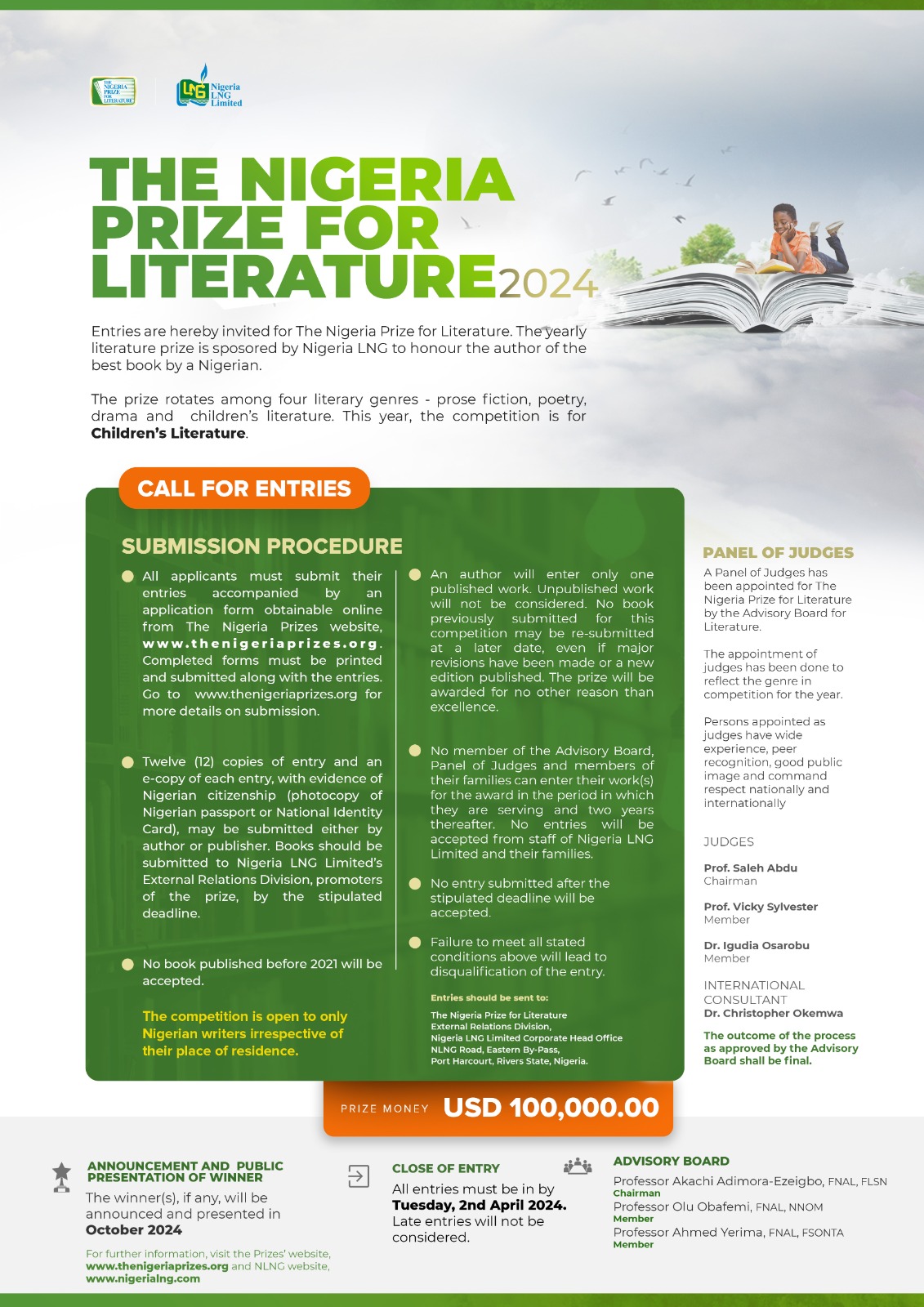 The Nigeria prizes 2024 address climate change, children’s literature