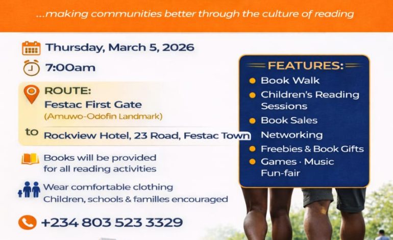 Amuwo-Odofin, Lagos to host 4th Lagos Book Walk to promote reading culture