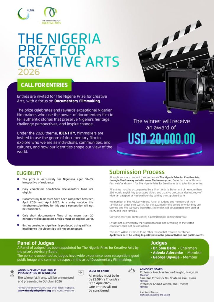 The Nigeria Prize for Creative Arts 2026
