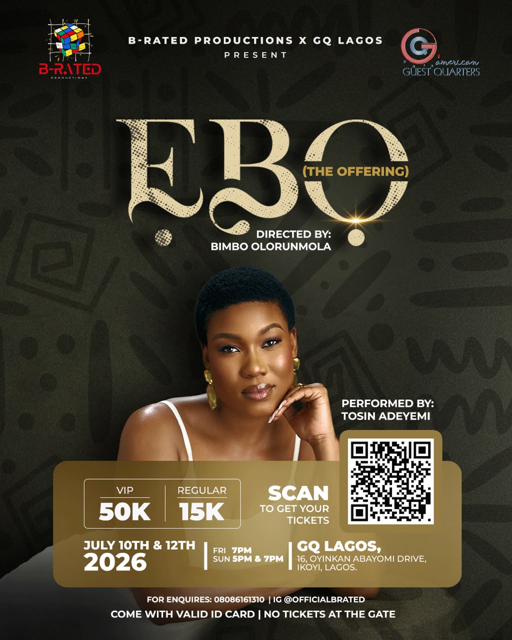 Tosin Adeyemi lights up Lagos stage this weekend with ‘Ẹbọ’