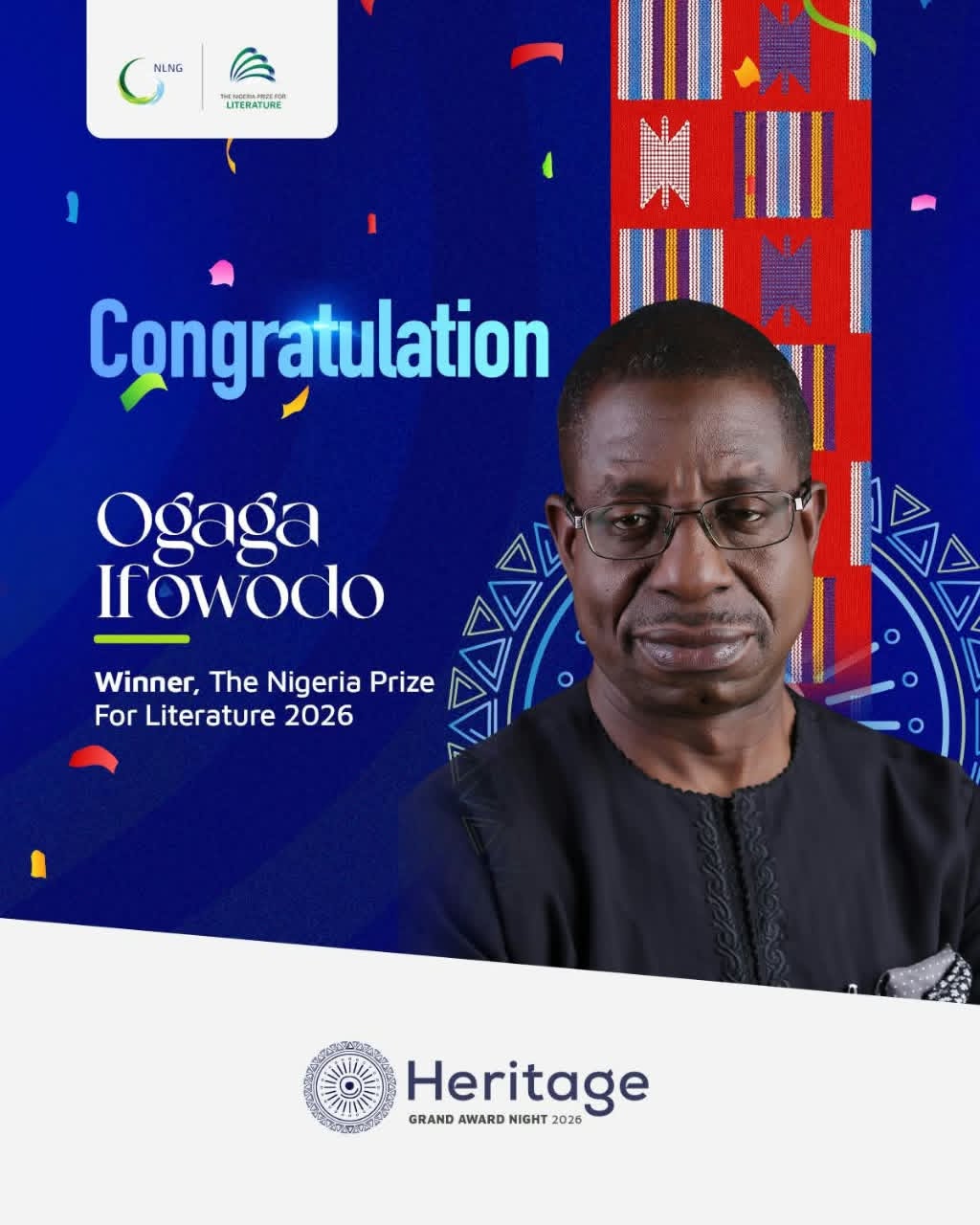 Ifowodo wins The Nigeria Prize for Literature 2026 as Oke, Abiola share Creative Arts honour